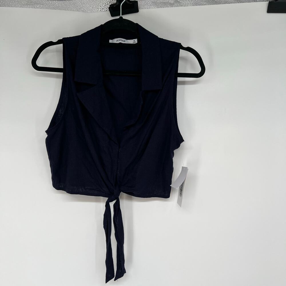 NWT Fabletics X Kelly Rowland Crop Tie Hem Top Women's Size M Black Notched